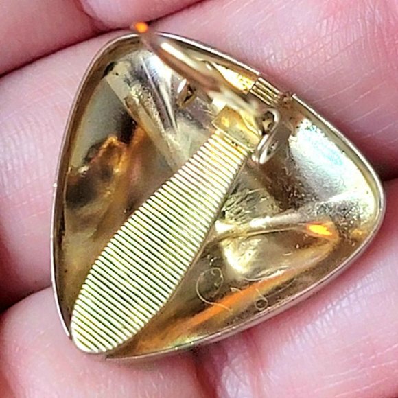 Authenticated Preowned Christian Dior Vintage Gold Tone Pyramid Clip Earring - Picture 3 of 10